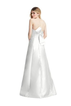 White Alfred Sung D842 Bow Back Rehearsal Dinner Dress with Pockets
